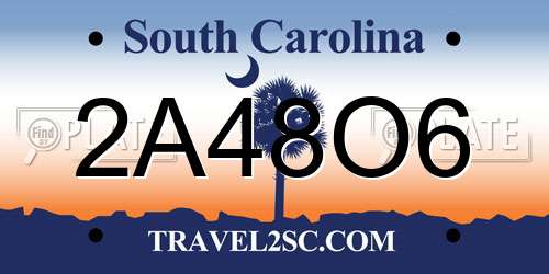 2A48O6 South Carolina License Plate