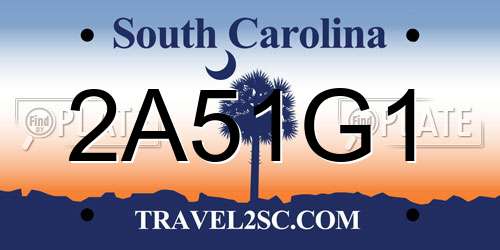 2A51G1 South Carolina License Plate