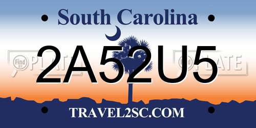 2A52U5 South Carolina License Plate
