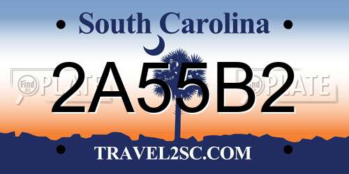 2A55B2 South Carolina License Plate