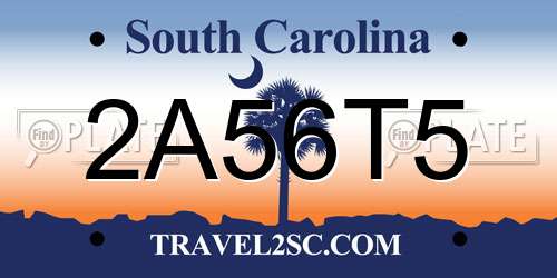 2A56T5 South Carolina License Plate