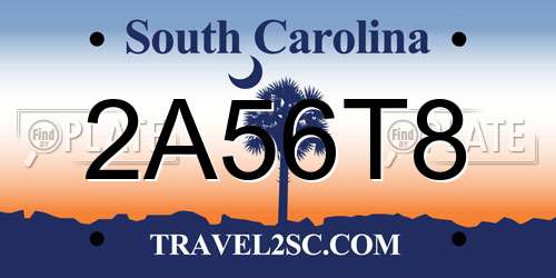 2A56T8 South Carolina License Plate