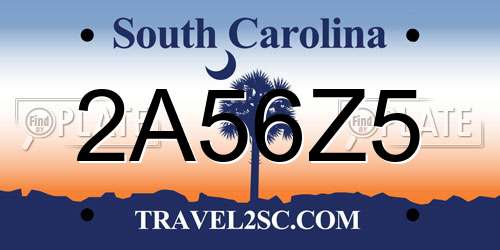 2A56Z5 South Carolina License Plate