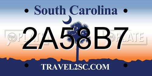 2A58B7 South Carolina License Plate