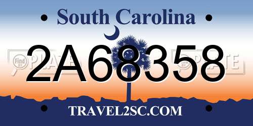 2A68358 South Carolina License Plate