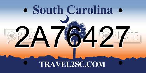 2A76427 South Carolina License Plate