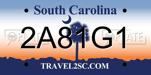 2A81G1 South Carolina License Plate
