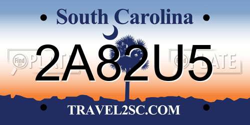 2A82U5 South Carolina License Plate