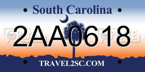 2AA0618 South Carolina License Plate