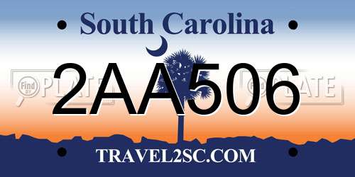 2AA506 South Carolina License Plate
