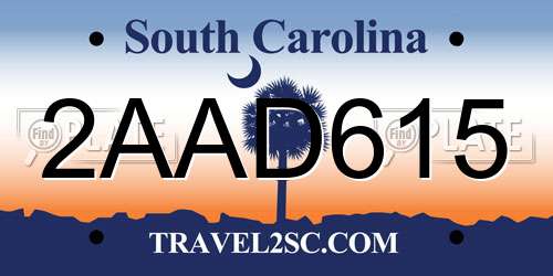2AAD615 South Carolina License Plate