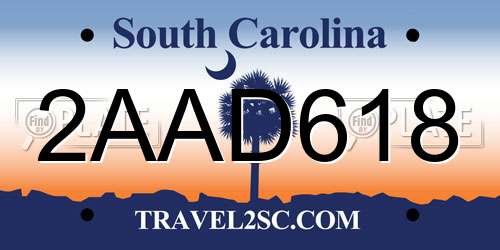 2AAD618 South Carolina License Plate