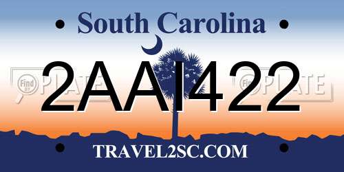 2AAI422 South Carolina License Plate