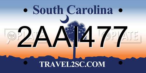 2AAI477 South Carolina License Plate