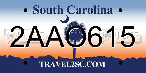 2AAO615 South Carolina License Plate