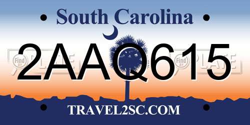 2AAQ615 South Carolina License Plate