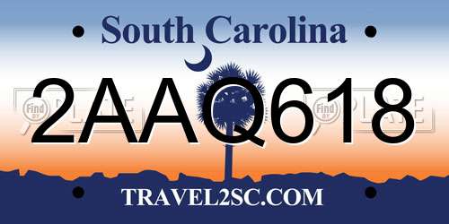 2AAQ618 South Carolina License Plate
