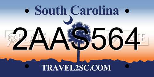 2AAS564 South Carolina License Plate