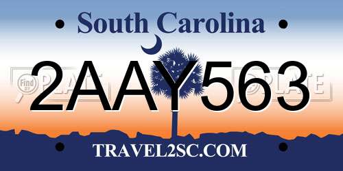 2AAY563 South Carolina License Plate