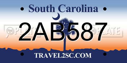 2AB587 South Carolina License Plate