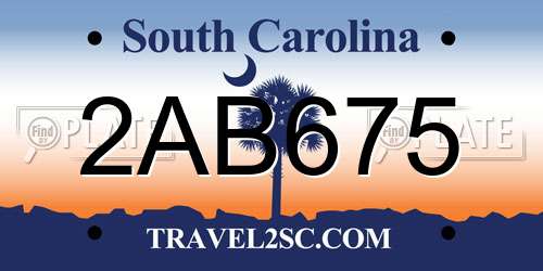 2AB675 South Carolina License Plate