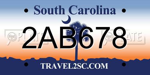 2AB678 South Carolina License Plate