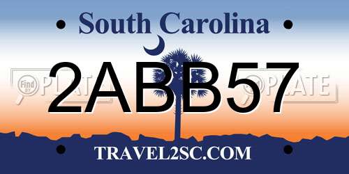 2ABB57 South Carolina License Plate