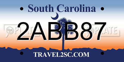 2ABB87 South Carolina License Plate