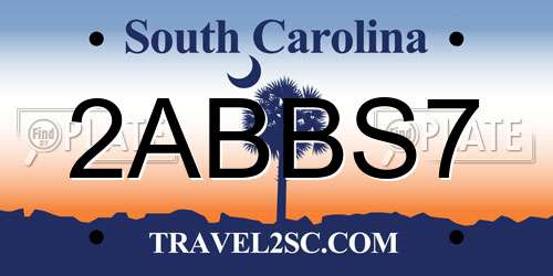 2ABBS7 South Carolina License Plate