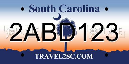 2ABD123 South Carolina License Plate