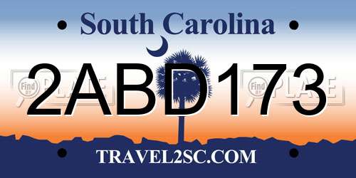 2ABD173 South Carolina License Plate