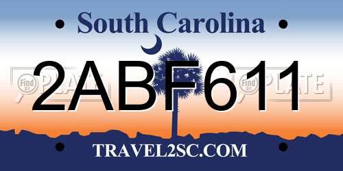 2ABF611 South Carolina License Plate