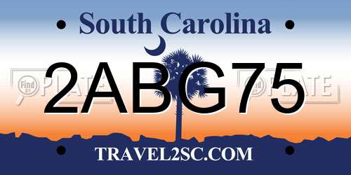 2ABG75 South Carolina License Plate