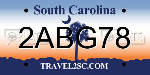 2ABG78 South Carolina License Plate