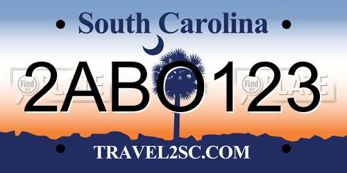 2ABO123 South Carolina License Plate