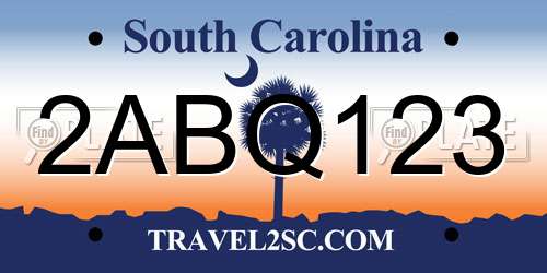 2ABQ123 South Carolina License Plate