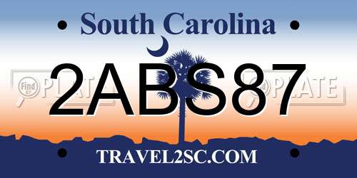 2ABS87 South Carolina License Plate