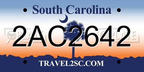 2AC2642 South Carolina License Plate