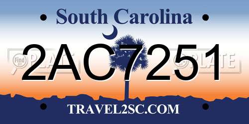 2AC7251 South Carolina License Plate