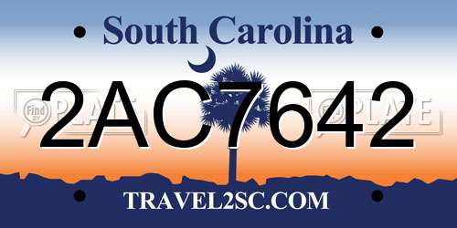 2AC7642 South Carolina License Plate