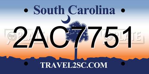 2AC7751 South Carolina License Plate