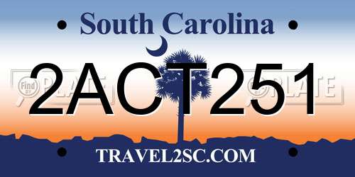 2ACT251 South Carolina License Plate