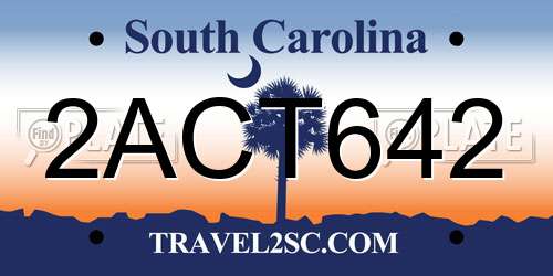 2ACT642 South Carolina License Plate