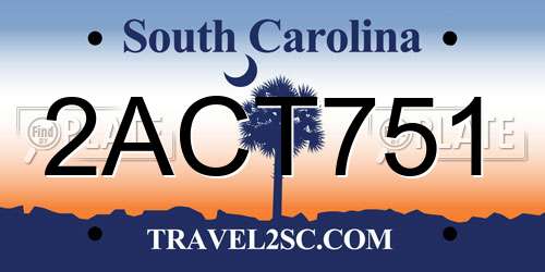 2ACT751 South Carolina License Plate