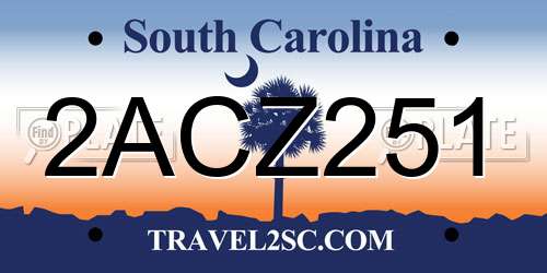 2ACZ251 South Carolina License Plate