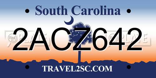 2ACZ642 South Carolina License Plate