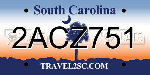 2ACZ751 South Carolina License Plate