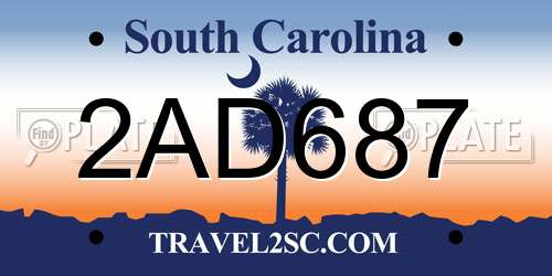 2AD687 South Carolina License Plate