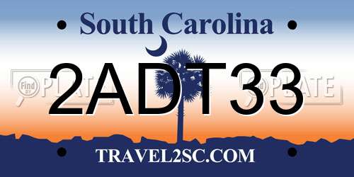 2ADT33 South Carolina License Plate