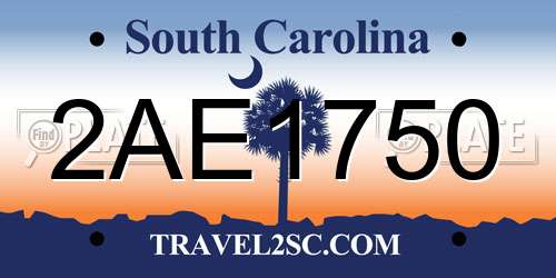 2AE1750 South Carolina License Plate